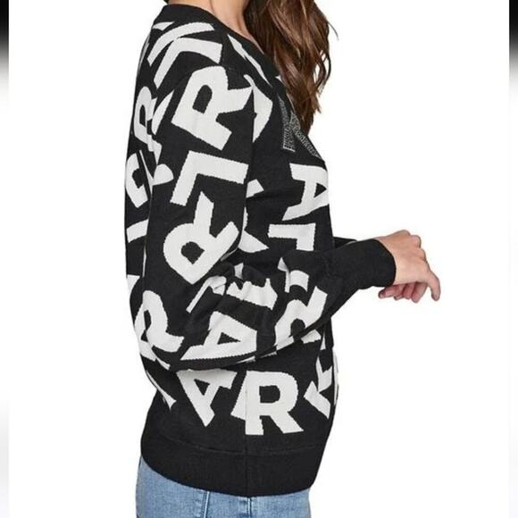 Karl Lagerfeld Women's Black Scrambled Logo Heavyweight Sweater Plus Size 2X New - Picture 6 of 14